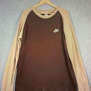 Nike Men's Brown and Tan Long Sleeve Shirt